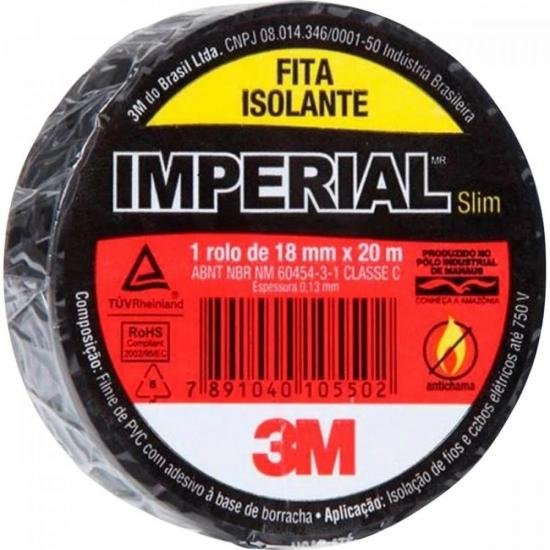 Fita Isolante 18mm x 20m Silm Preta Imperial 3M - DEZ / 10 - Imagem 2