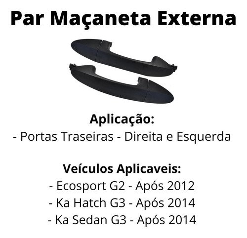 Par Maçaneta Externa Porta Traseira Ecosport G2 E Ka G3 - UN / 2 - Imagem 2