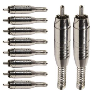 Conector Linha Rca Macho Niquel Com Mola Storm 10 Unidades