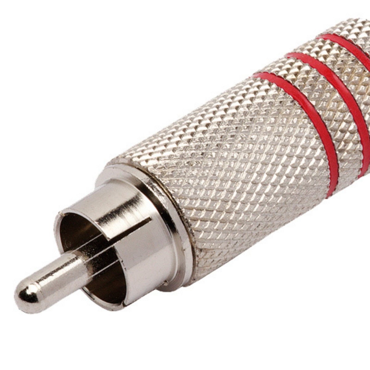 Conector Linha Rca Macho Metal Niquel Vermelho Storm 10 Unidades - Imagem 3