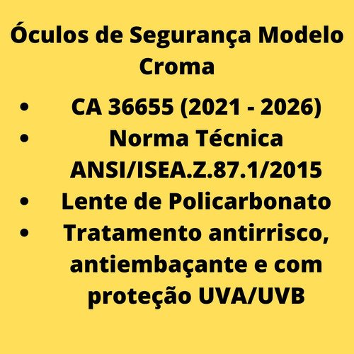 Kit 2 óculos Epi Proteção Segurança Modelo Croma Verde Ca - UN / 2 - Imagem 2