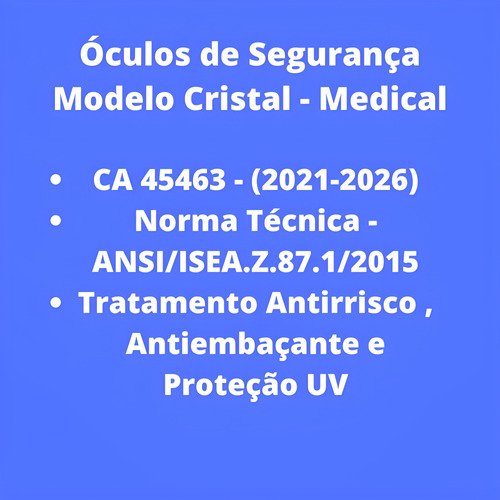 Kit 2 óculos Segurança Proteção Cristal Sobrepor Ao De Grau - UN / 2 - Imagem 3