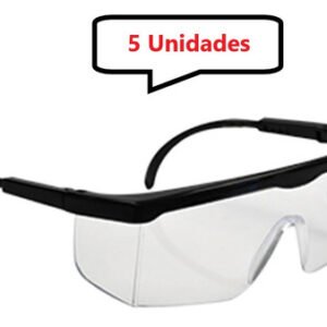 Kit 5 óculos Proteção Segurança Incolor Epi 1° Linha Ajuste - UN / 5