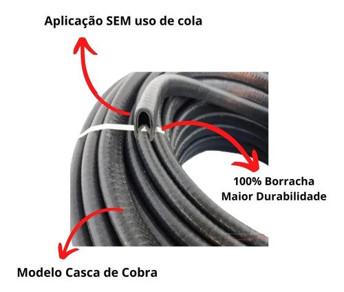 10m Borracha Couro Cobra Proteção Da Porta 7x14 Mm Gol G5 G6 - Imagem 3