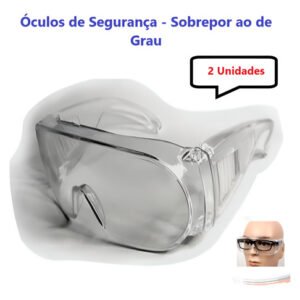 Kit 2 óculos Segurança Proteção Cristal Sobrepor Ao De Grau - UN / 2