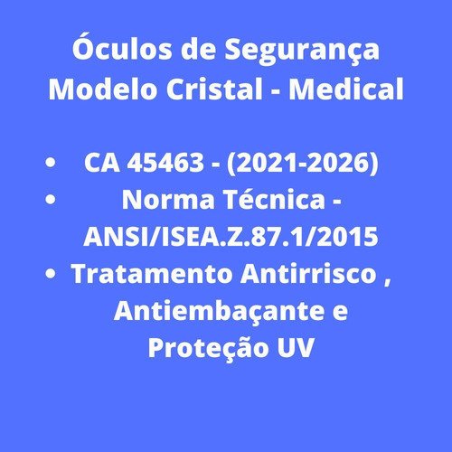 Kit 5 óculos Proteção Sobrepor Uso Em Laboratórios Com Ca - UN / 5 - Imagem 2