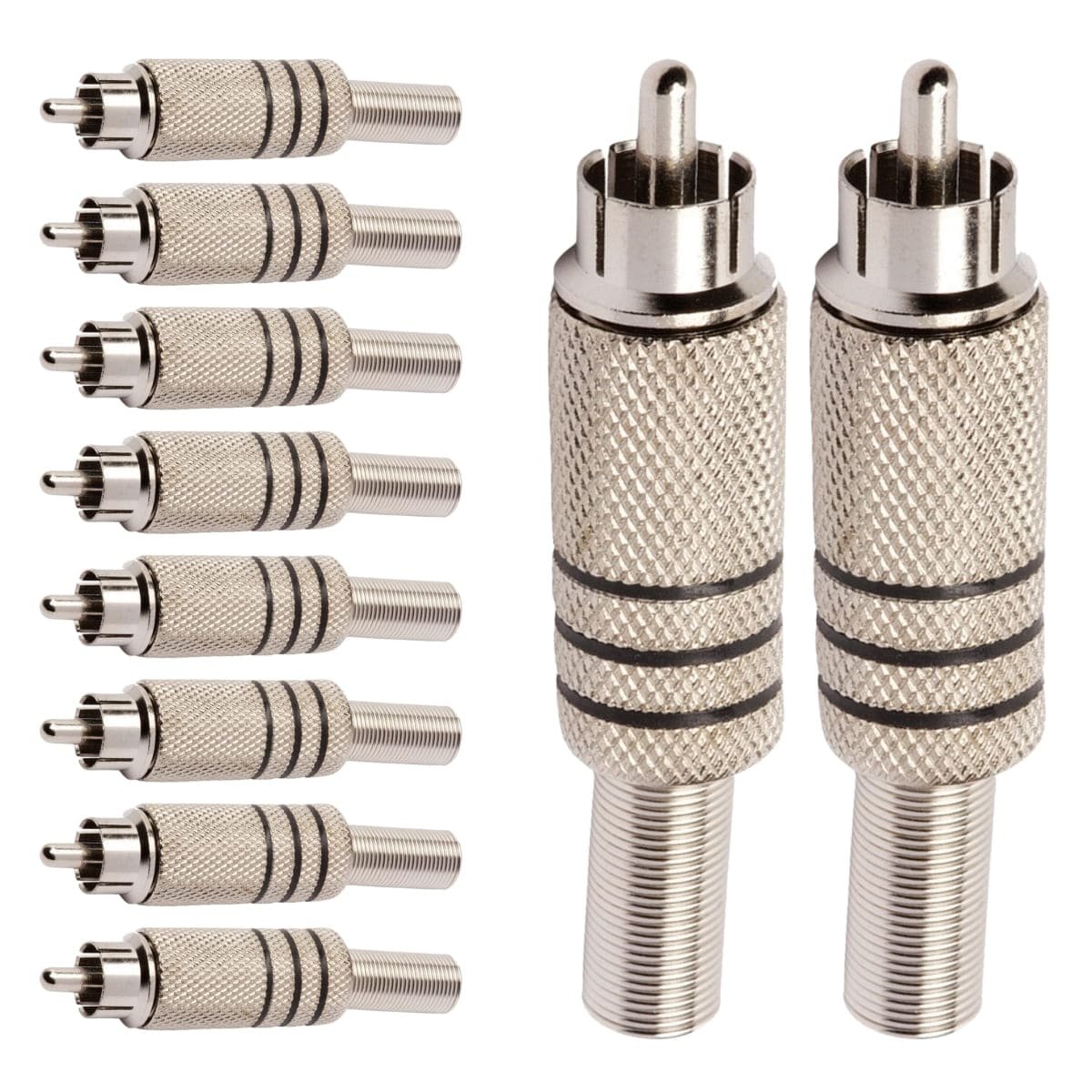 Conector Linha Rca Macho Metal Niquel Preto Storm 10 Unidades