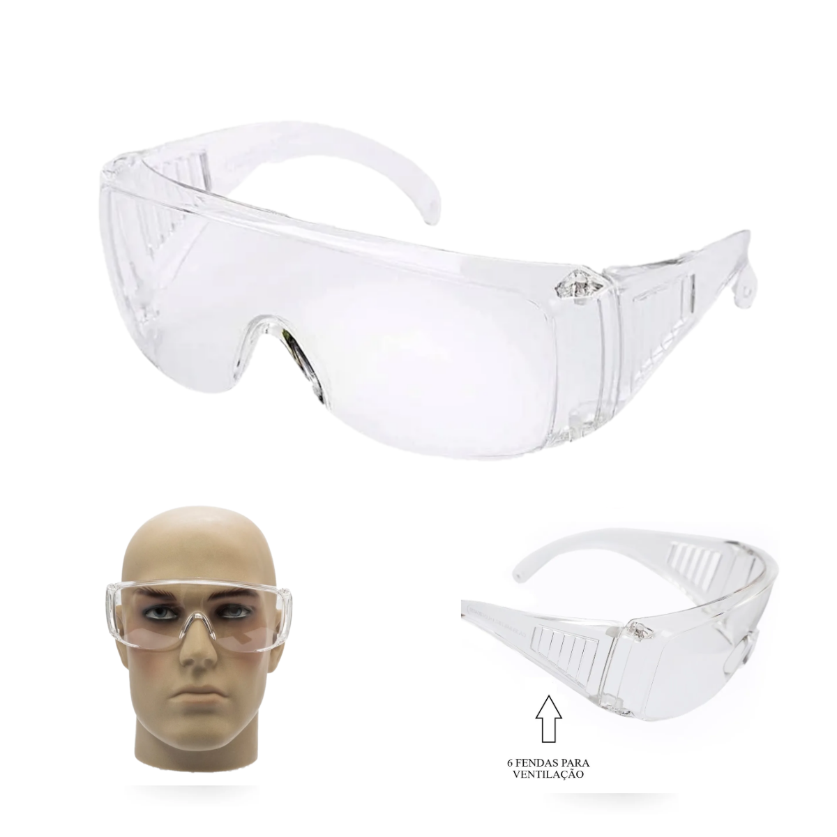 Kit 5 óculos Proteção Epi Segurança Panda Incolor Sobrepor - UN / 5 - Imagem 2