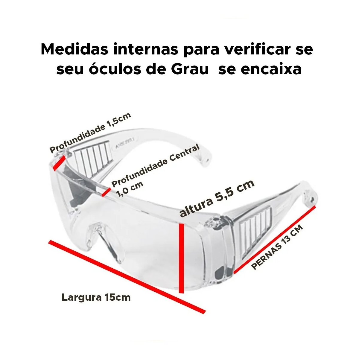 Kit 2 óculos Proteção Epi Segurança Incolor De Sobrepor Ca - UN / 2 - Imagem 5