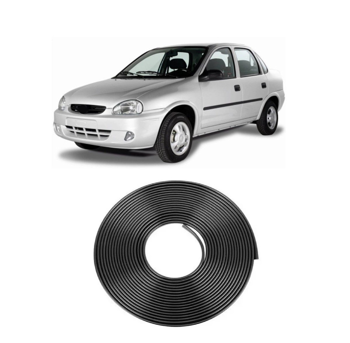 Borracha Protetora Borda Porta Preta Corsa 4 Portas 10m Mini