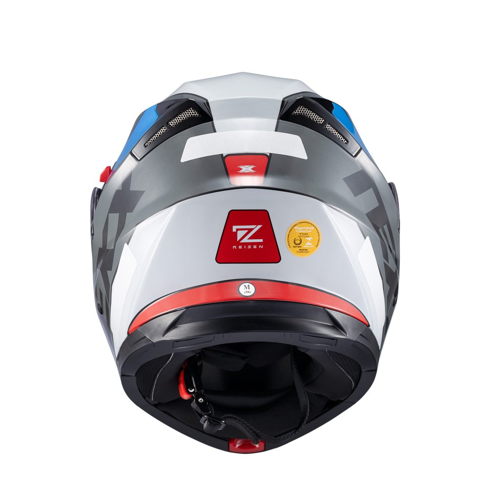 Capacete Texx Esc Gladiator V3 Reisen Azu Verm Branc Bril 56 - Imagem 5