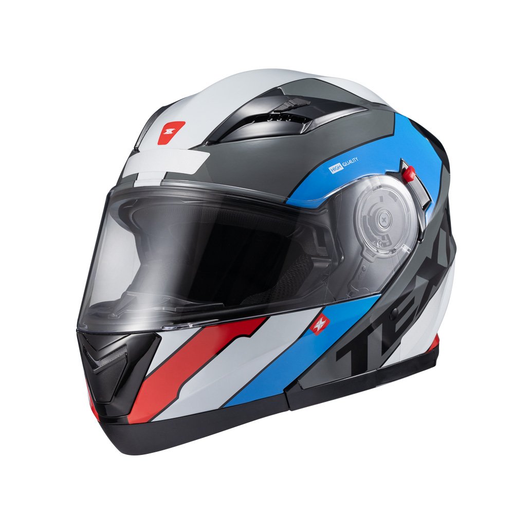 Capacete Texx Esc Gladiator V3 Reisen Azu Verm Branc Bril 56 - Imagem 7