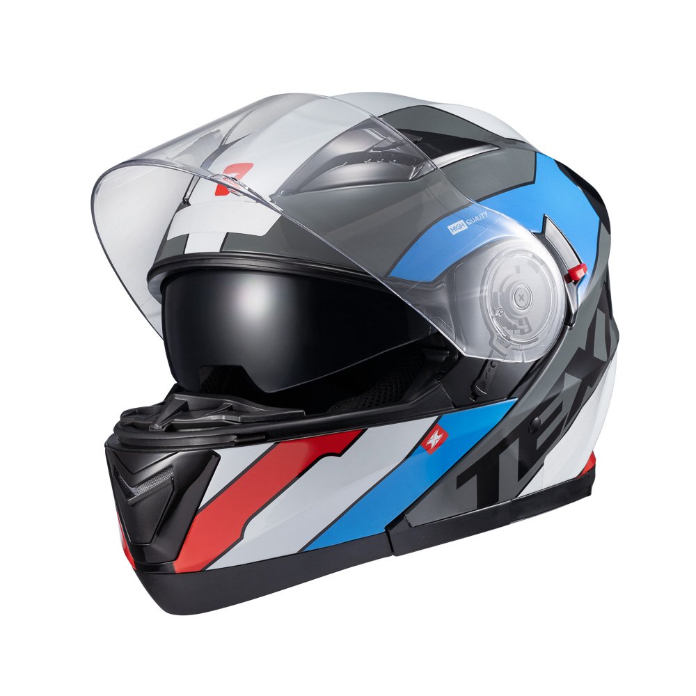 Capacete Texx Esc Gladiator V3 Reisen Azu Verm Branc Bril 56 - Imagem 8